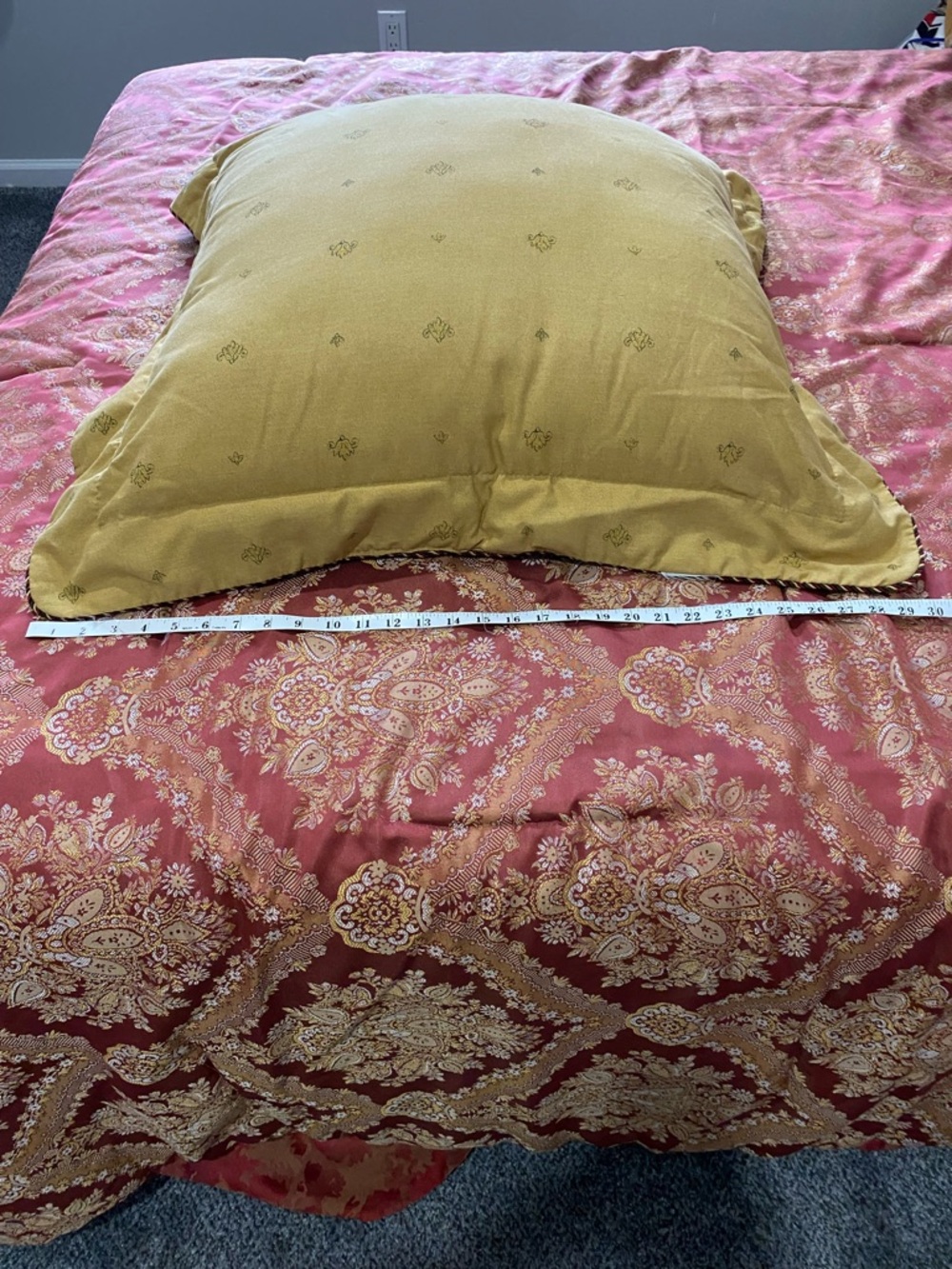 Mustard Embroidered Square Accent Pillow - Unbranded - Picture 4 of 5